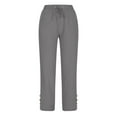 thumbnail image 6 of gakvbuo Linen Pants For Women High Waisted Pants Drawstring Elastic Business Casual Pants Work Pants Paper Pants Loose Flowy Dress Pants Trousers Straight Pants With Pockets, 6 of 6