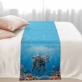 thumbnail image 2 of Funny Elephants Diving Bed Runner for King Size Bed, Seafloor Corals Fish Oceans Modern Soft Bedding Scarf Bedding Protector Slipcover Sofa Throw for Bedroom Hotel Guesthouse, 2 of 8