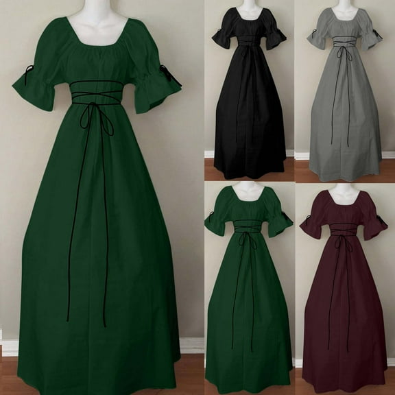 Jsaierl Womens Halloween Costumes Retro Medieval Victorian Gothic Maxi Dresses Adult Costumes Princess 1800s Ball Gown Renaissance Dress