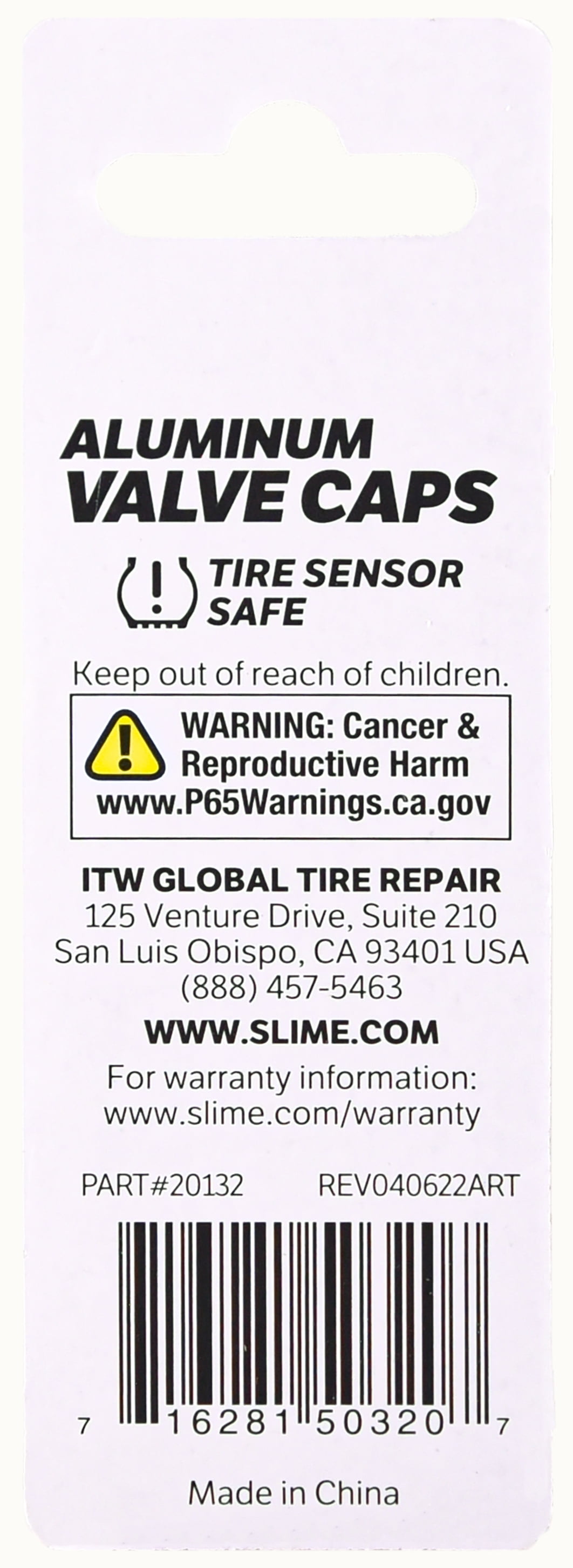 (2 pack) Slime Custom Series Black Anodized Metal Valve Caps - 20132