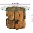 thumbnail image 2 of vidaXL Coffee Table with Solid Teak Driftwood Base, Tempered Glass Top, Handmade, 23.6"Φx16'', 2 of 10