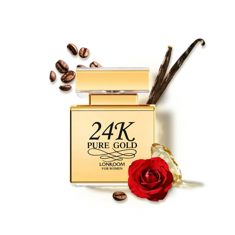 Lonkoom 24K Pure Gold Perfume for Women, Woody Citrus Scent, 3.4