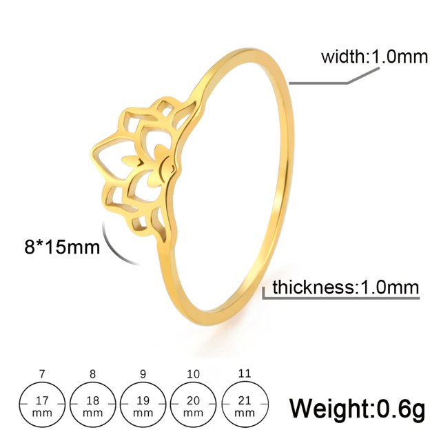 Deng Anillos de flor de loto hind煤 para mujeres y hombres, banda de boda de acero inoxidable, joyer铆a 茅tnica de moda, amuleto budista, anillo Floral