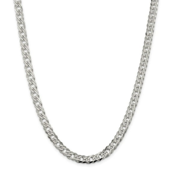 Auriga Fine Jewelry 925 Sterling Silver 6.25 mm 6 Side Diamond- cut Flat Double Curb Chain Necklace for Men 18"