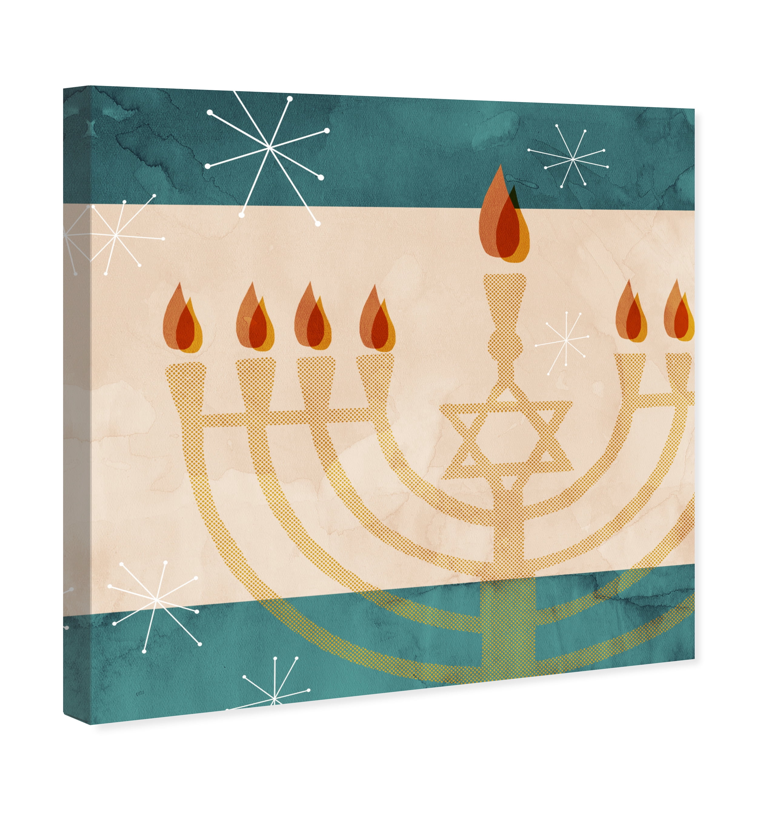 Wynwood Studio Holiday and Seasonal Wall Art Canvas Prints 'Modern Hanukkah' Holiday Home Décor - Red, Yellow, 20" x 20"