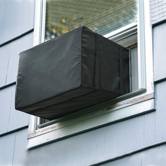 Window Air Conditioner Cover Outdoor, Outside Window AC Unit Cover Black Dust-proof Waterproof Outdoor AC Protection Insulation Defender (27.5Wx22.5Dx18.5H)