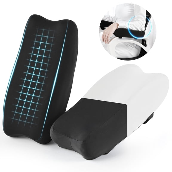 KAIPARA Ergonomic Armrest Pads Cushions for Office & Gaming Chairs – Contoured Memory Foam Pads with Silky-Soft Milk Silk Cover (Set of 2)