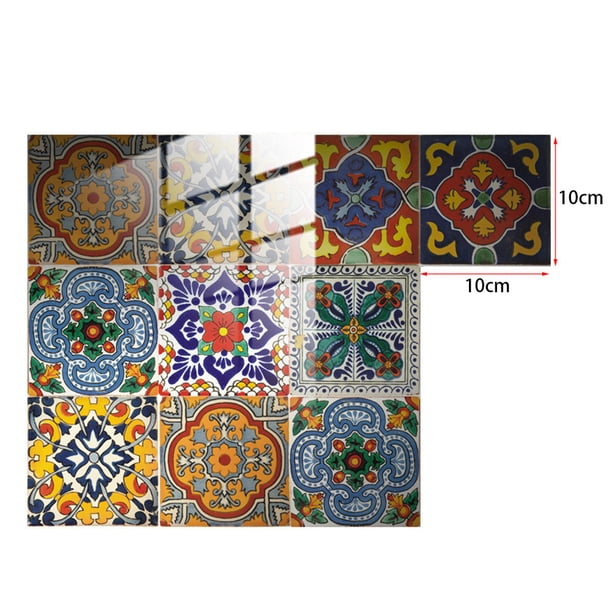 Calcomanías Para Azulejos Azulejo de cristal Autoadhesivo Etiqueta de la pared Retro Mandala Murales Calcomanías impermeables Sywqhk Libre de BPA