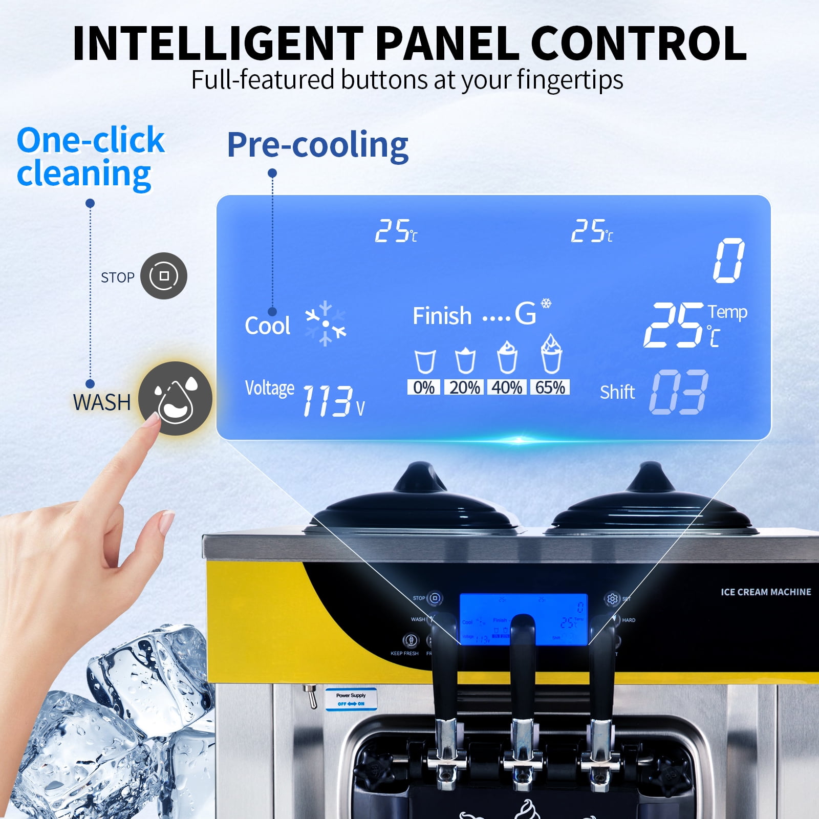 VEVOR Commercial Ice Cream Maker, 22-30L/H Yield, Countertop Soft Serve Machine w/ 2x6L Hopper 2L Cylinder LCD Panel Puffing Shortage Alarm, Frozen Yogurt Maker for Restaurant Snack Bar