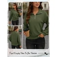 thumbnail image 7 of Hibeli Women Casual 1/4 Zip Lapel V Neck Long Sleeve Solid Color Knit Sweatshirt, 7 of 7