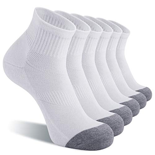 CelerSport 6 Pack Men's Ankle Socks with Cushion Athletic Running Socks 