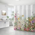 thumbnail image 2 of Shower Curtain, Fabric Shower Curtain Colored Flowers Shower Curtain - 72" W x 72" L with 12 Hooks for Home Hotels Machine Washable Shower Bath Curtain, Waterproof Shower Curtain Liners, 2 of 4
