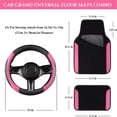 thumbnail image 6 of CAR GRAND Faux Leather Car Steering Wheel Cover Combo Pack Car Floor Mats, Universal Fit Waterproof Anti-slip Carpet 14.5-15 Inches Pink & Black, 6 of 10
