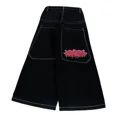 thumbnail image 3 of Pantalones vaqueros holgados de estilo retro Y2K con bolsillos y bordados de calaveras, diseño moderno, cintura alta, botones, pierna recta y ancha, 3 of 5