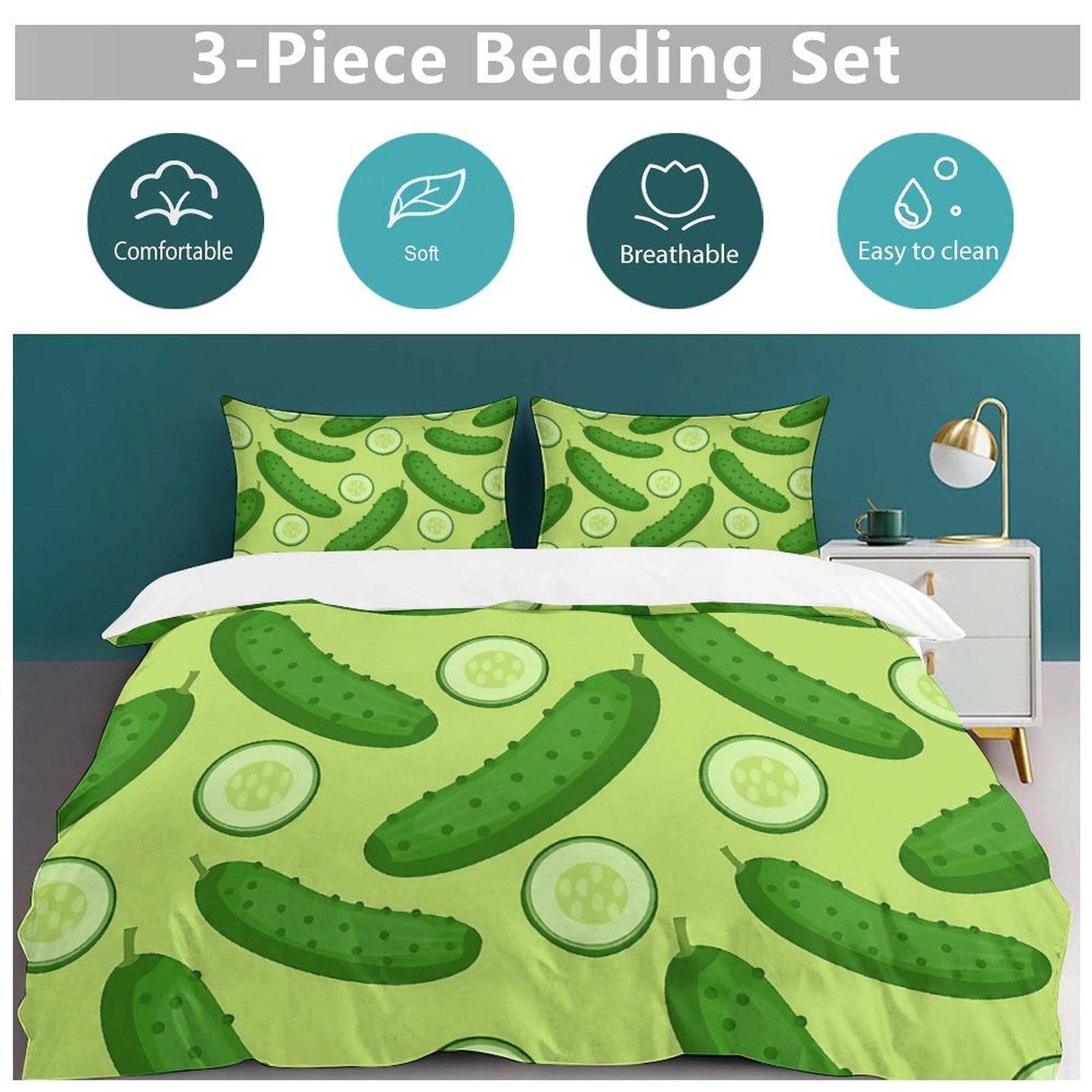 Dill Pickles Set Duvet Cover Bedding Set Duvet Cover Polyester Quilt Cover for Twin Size