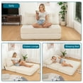 thumbnail image 3 of Hommpa Folding Sofa Bed Foldable Couch Bed Convertible Futon Chair with High Density Foam Filling with Pillow, Comfort Chair Bed for Living Room for Holiday Festival, Beige, Full, 3 of 9