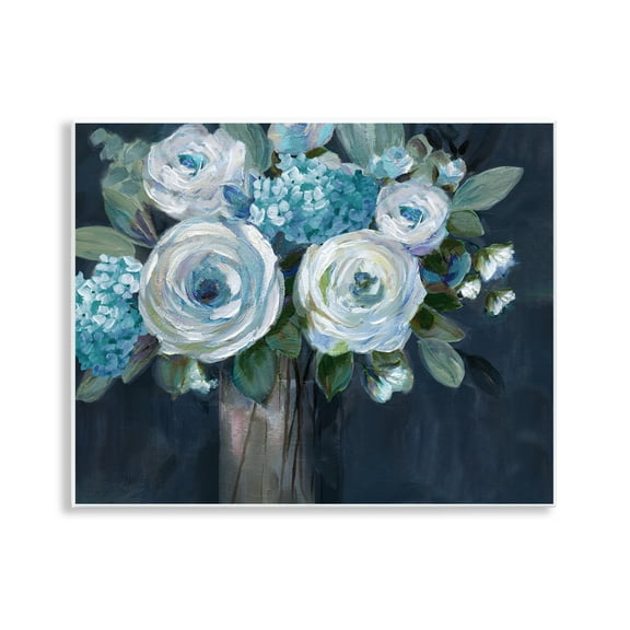 Stupell Industries Blue Mixed Bouquet Plants & Flowers Painting Unframed Art Print Wall Art, 14 x 11