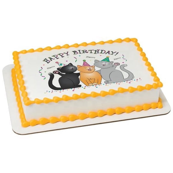 Birthday Cats Edible Cake Topper Image - 1/4 Sheet