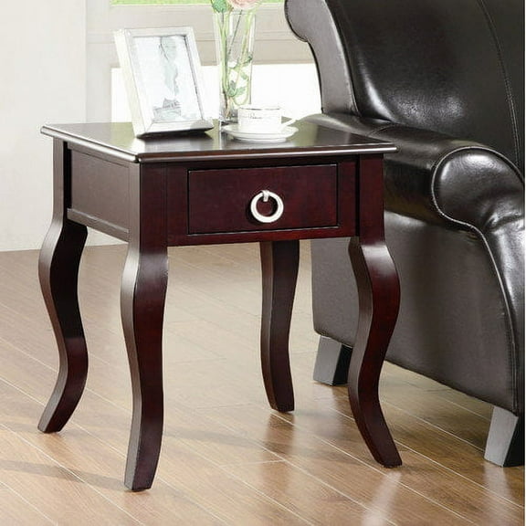 Coaster Accent Tables Cappuccino Accent Table with Curved Legs