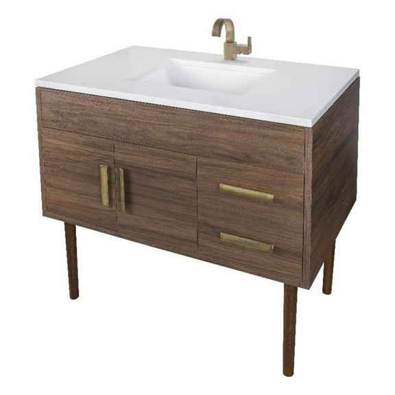 Cutler Kitchen and Bath Garland 36" Wood/Granite Bathroom Vanity in Brown/White