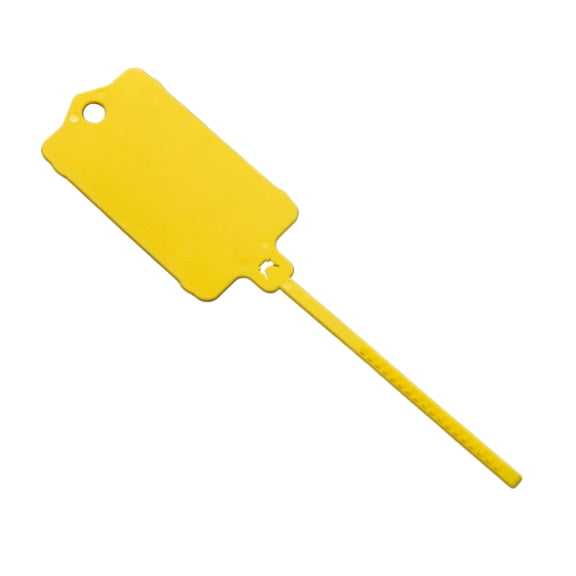 Cateissary Etiqueta de marca de plástico de 100 piezas, etiquetas para llaves seguras y confiables para etiquetado seguro, etiqueta de marca de Almacenamiento y organización del hogar Amarillo