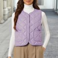 thumbnail image 2 of Breezora Women's Autumn Winter Lightweight Sleeveless Cotton Vest Jacket with Down Insulation for Fashionable Layering and Comfort XXXL Size Light Violet, 2 of 4