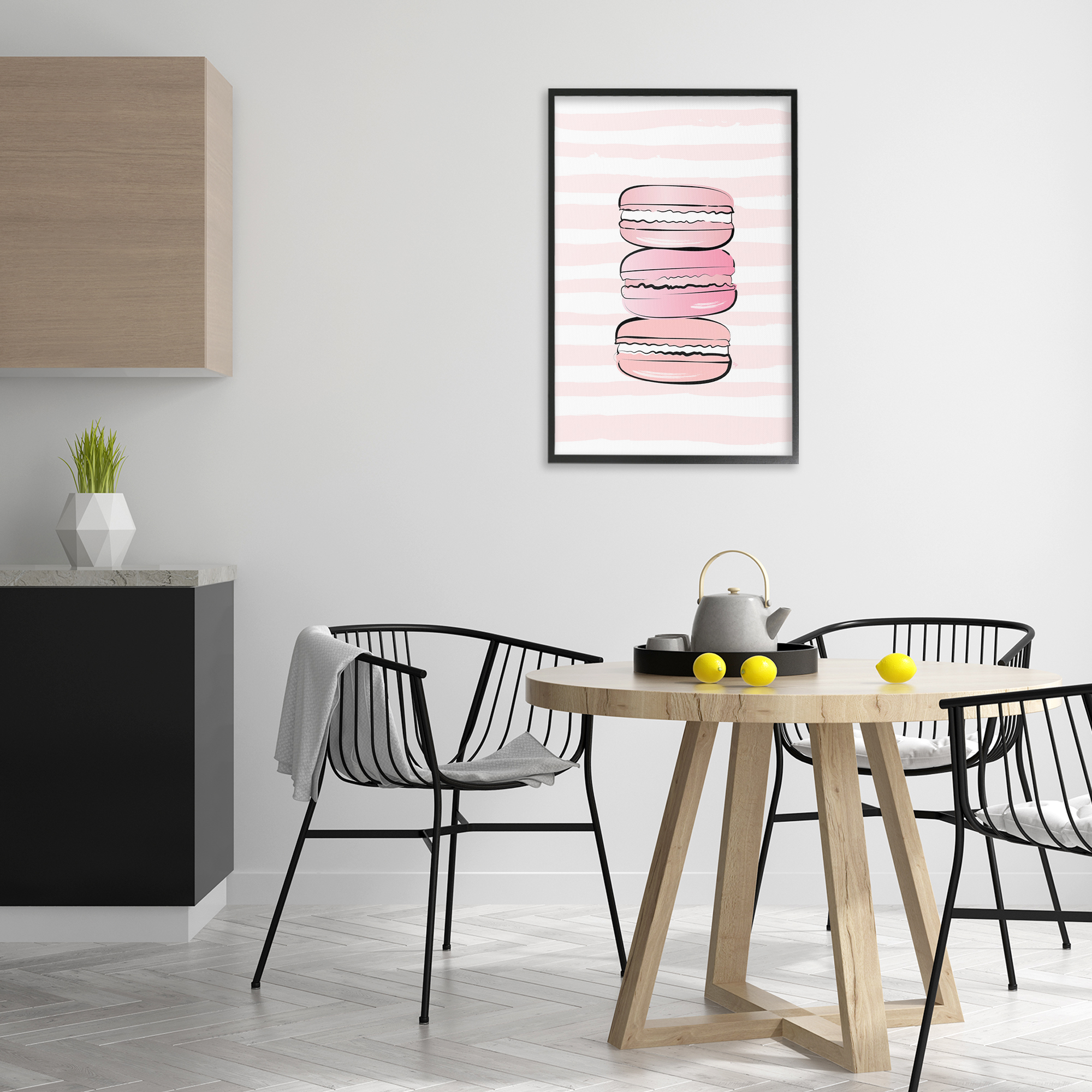 Stupell Industries Blush Pink Macarons Food & Beverage Painting Black Framed Art Print Wall Art, 20 x 30