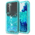 thumbnail image 2 of Kaleidio Case For Samsung Galaxy S21+ Plus 5G (6.7") [Kleer Hybrid] 3-Piece Impact [Drop Protection] Shockproof See-Thru Cover [Teal/Teal Liquid Glitter], 2 of 6
