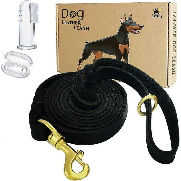 Leather Dog Leash 8ft, Heavy Duty Dog Leash, Strong and Sturdy Leather Braided Dog Leash, Soft and Comfortable Leather Leash for Medium Large Do