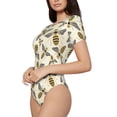 thumbnail image 2 of KLL Women 's Crew Neck Bodysuit Jumpsuits Flying Bees1 Print Short onesies Stretch T Shirts, 2 of 7