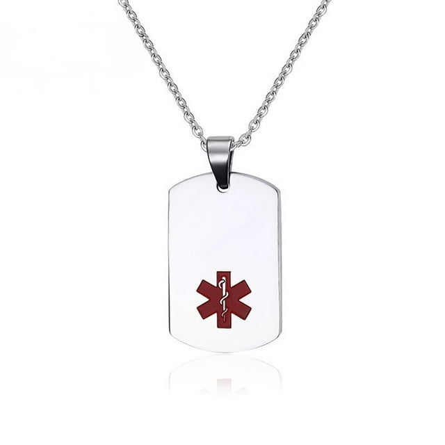 Colliers d'Alerte Médicale pour Hommes et Femmes en Acier Inoxydable, Bijou de Rappel d'Urgence