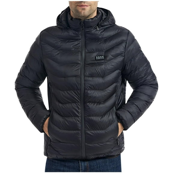 ZCFZJW Heated Jacket for Men Lightweight Smart USB Electric Heated Coats 23 Heating Zones Heated Jacket Winter Warm Coat for Outdoor Motorcycle Camping Fishing Skiing Black S