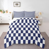 Castle Fairy Minimalist Buffalo Full Size Comforter Sets 3-Piece for Female Men Adults,Geometric Plaid Grid Bedding Comforter Set,Mid Century Lightweight Bedding Sets,Super Cozy Room Decor
