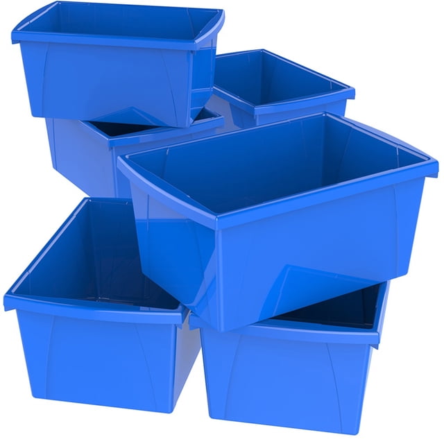STOREX Bac de Rangement pour Salle de Classe de 5,5 Gallons (21 L), Bleu (Caisse de 6)