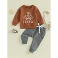 thumbnail image 2 of Bagilaanoe 2PCS Toddler Baby Boy Long Pants Set Letter Print Long Sleeve Sweatshirt Pullover Tops + Sweatpants 6M 12M 18M 24M 3T Kids Casual Sweatsuits, 2 of 9