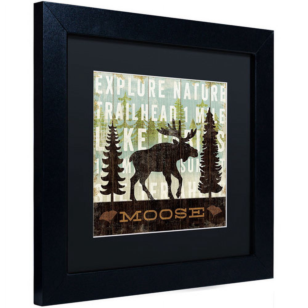 Trademark Fine Art "Simple Living Moose" Canvas Art by Michael Mullan, Black Matte, Black Frame