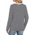 thumbnail image 5 of Womens Long Sleeve Shirts Striped Color Block Tops Fall Fashion Clothing Ribbed Crewneck Tee Blouses, 5 of 11