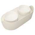 thumbnail image 3 of Los cuencos elevados de cerámica para gatos evitan derrames, protección de la columna cervical, cuencos elevados dobles para alimentos y agua para suministros para gatos, color blanco, 3 of 12