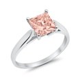 thumbnail image 2 of Solitaire Princess Cut Ring Morganite CZ 925 Sterling Silver Ring Size 5, 2 of 5