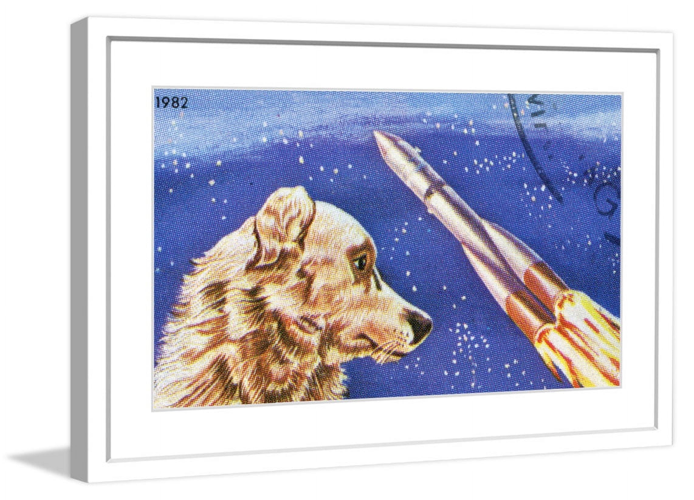 "Dog Watches Takeoff" Framed Painting Print