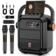 thumbnail image 1 of JYX Máquina de karaoke con 2 micrófonos inalámbricos, juego de altavoces con micrófono portátil de 5200 mAh, sistema PA recargable Bluetooth 5.0 con TWS, FM, REC, subwoofer de escenario compatible con, 1 of 5