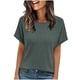 thumbnail image 1 of Mujeres de Manga Corta Tops Nuevo Color Sólido Cuello Redondo Tira de Punto, Poliéster, 1 of 9