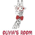 thumbnail image 2 of Giraffe Hipster Animal Animals Cartoon Customized Wall Decal - Custom Vinyl Wall Art - Personalized Name - Baby Girls Boys Kids Bedroom Wall Decal Room Decor Wall Stickers Decoration Size (40x35 inch), 2 of 2