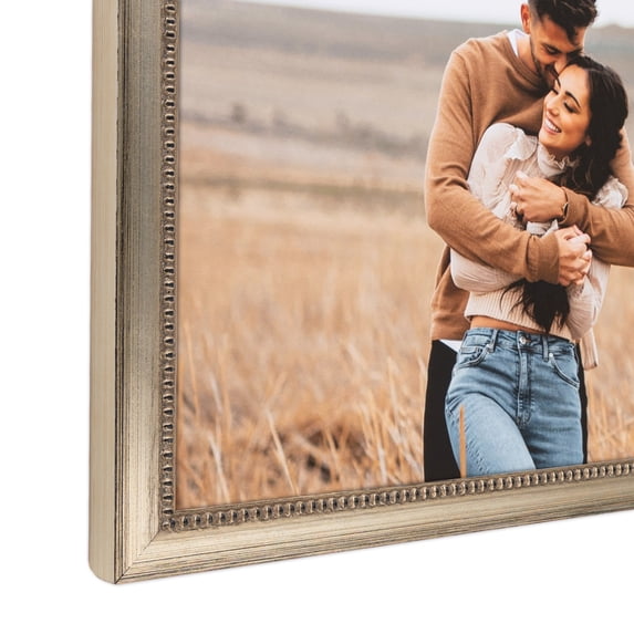 ArtToFrames 15" x 39" Silver Square with Beads Picture Frame, 15x39 inch Silver Wood Poster Frame (WOM-5286), Pack