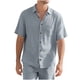 thumbnail image 2 of pstuiky camisetas de hombre, Top deportivo plisado de verano para hombre, informal, de color liso, de manga corta, con media cremallera y cuello alto camisas casuales para hombre l, 2 of 6
