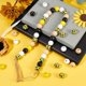 thumbnail image 5 of 200 piezas de cuentas de madera redondas estampadas de color amarillo para pulseras elásticas DIY, kits de decoración navideña., 5 of 7