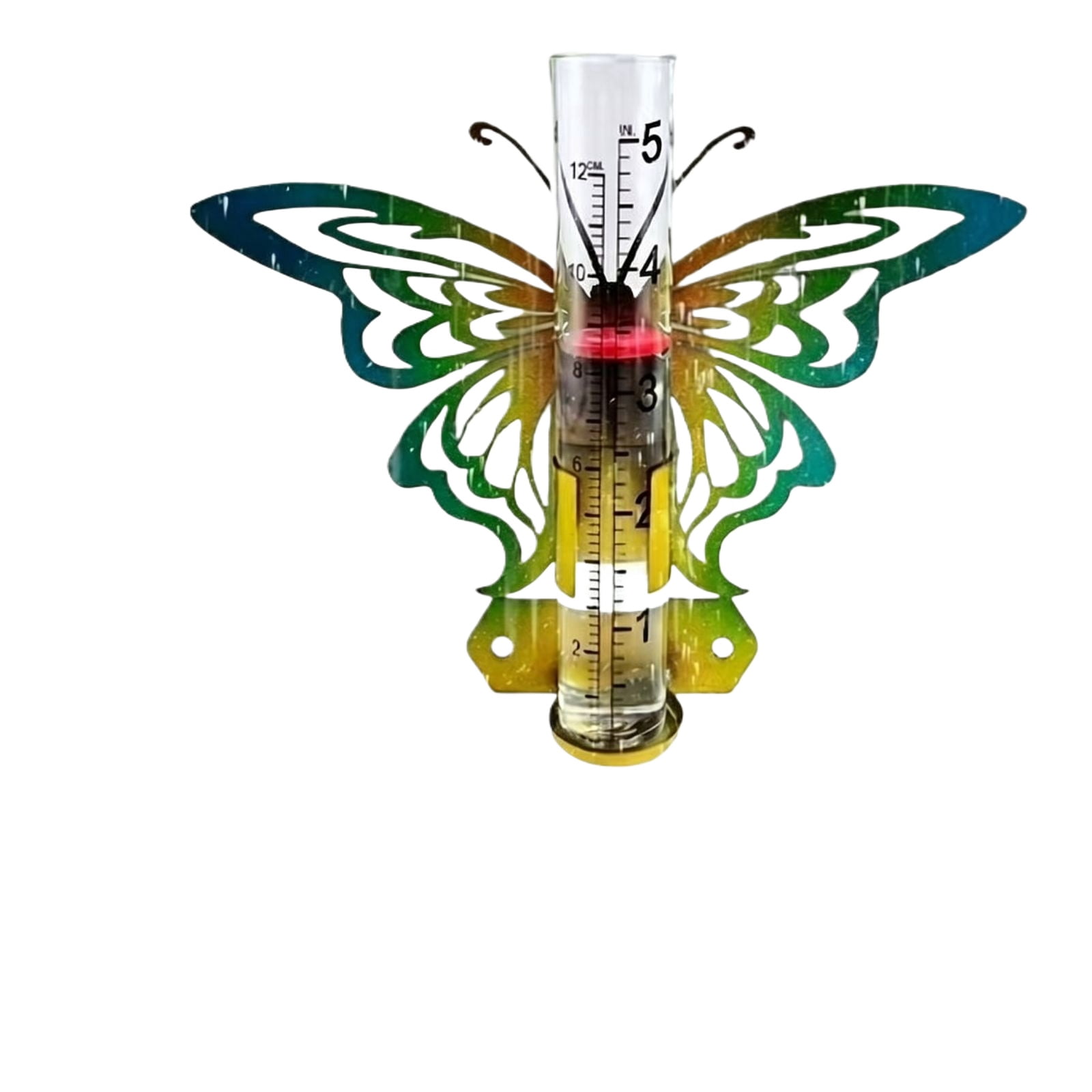 Rain Gauge, Butterfly Decorative Glass Rain Gauge, 1 Piece, Outdoor Garden Lawn Rainfall Measurement