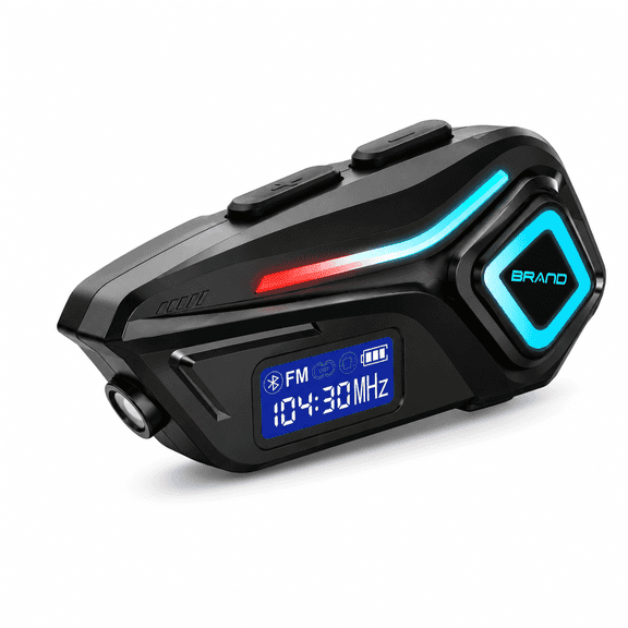 Bluetooth 5.4 Motorcycle Helmet Headset with FM Radio, 40H Playtime, 800mAh Battery, Noise Reduction, Voice Assistant, LED Light, Flashlight, 40mm HD Speaker, IP65 Waterproof