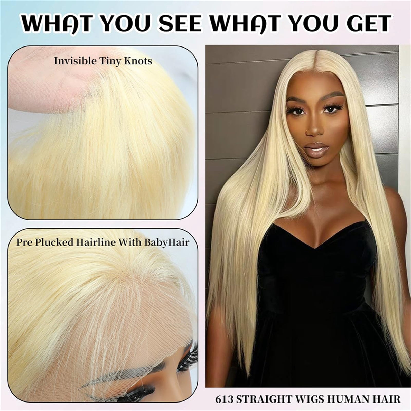 Lace Front Wig Human Hair 4x4 HD Transparent Straight Pre Plucked for Women,250 Density