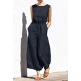 thumbnail image 3 of Women's Elegant Sleeveless Linen Jumpsuits Casual Wide Leg Jumpsuit Pants Romper, 3 of 7
